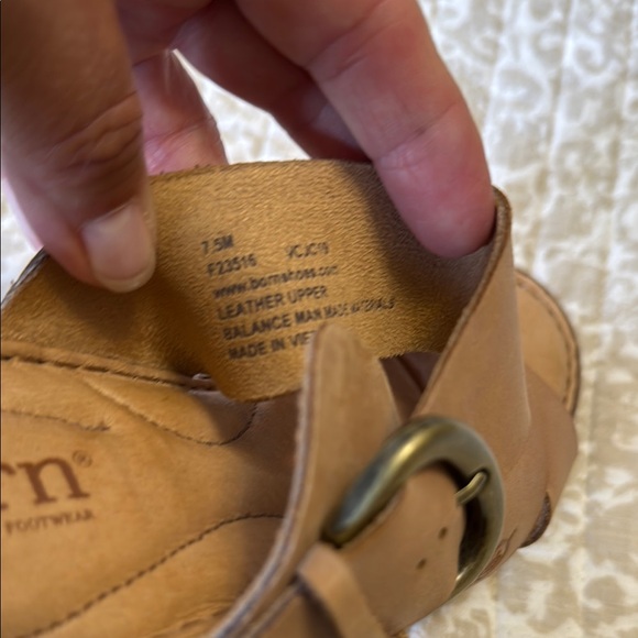 Born Tan Leather Slip-On Sandals with Contoured Footbed - Picture 5 of 6